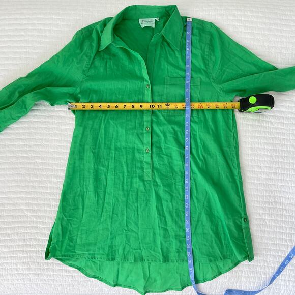 New True Destinations Long Sleeve Cotton Buttoned Tunic Blouse in Green Size S - Picture 5 of 5